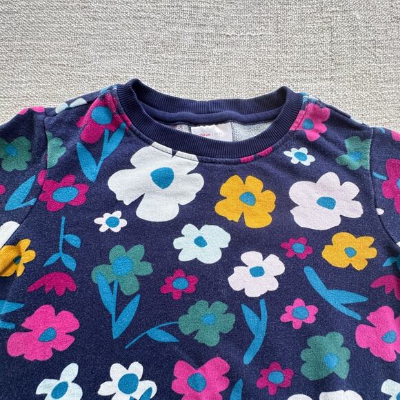 Hanna Andersson Girl's Navy Floral French Terry Sweatshirt VGUC 12 - Picture 2 of 5
